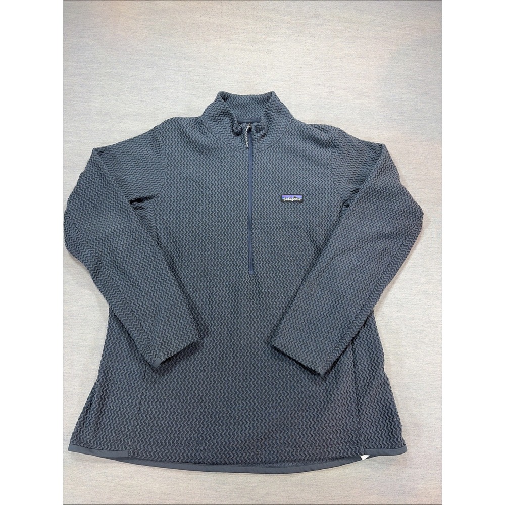 Patagonia R1 Air Zip-Neck Pullover Women's Xl Blue Zigzag Textured Long Sleeve